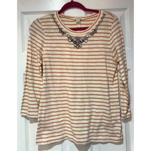 J Crew embellished 3/4 sleeve top